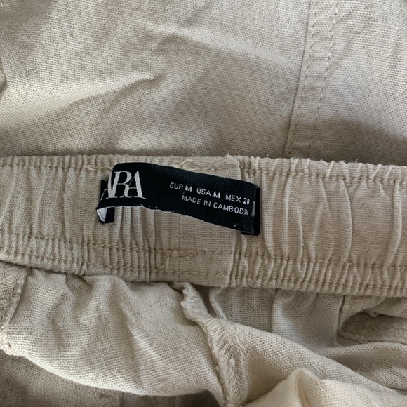 Zara linen blend ankle pants, beige, size M - Picture 4 of 4